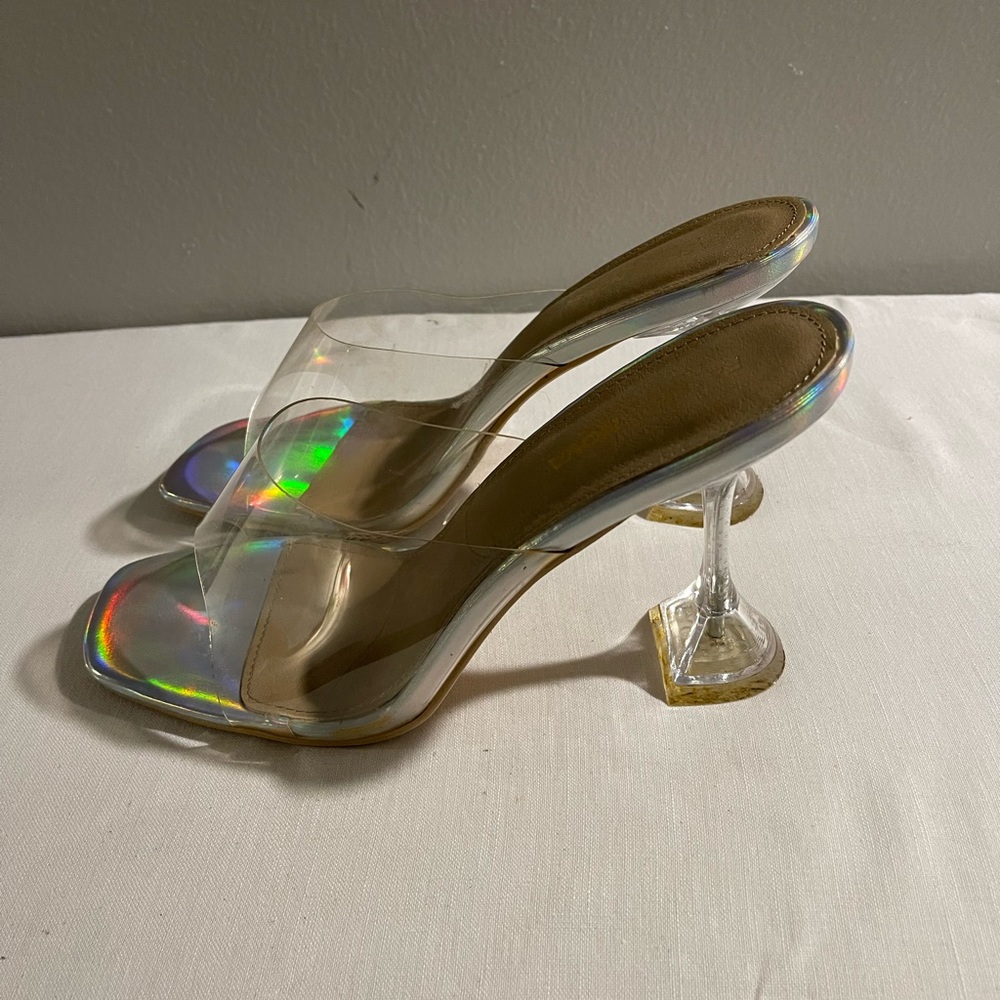Fashion Nova Women Heeled Sandals- Silver Women’s Size 10